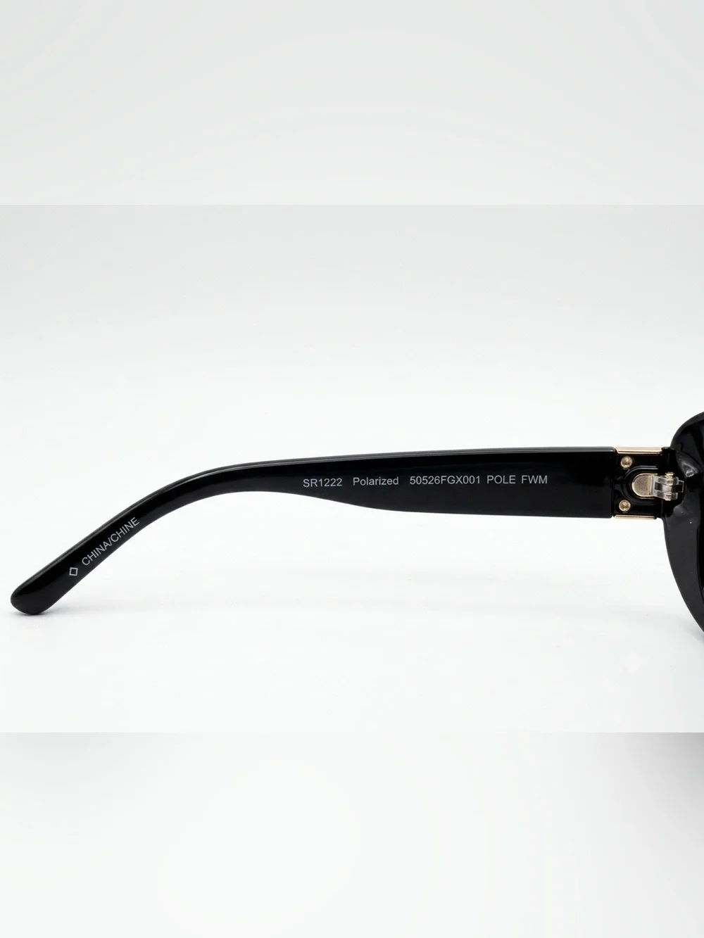 Polarized Black Oversized Cat-Eye Sunglasses with Gold Accents